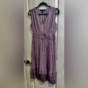 White House Black Market Purple midi Ruched Dress